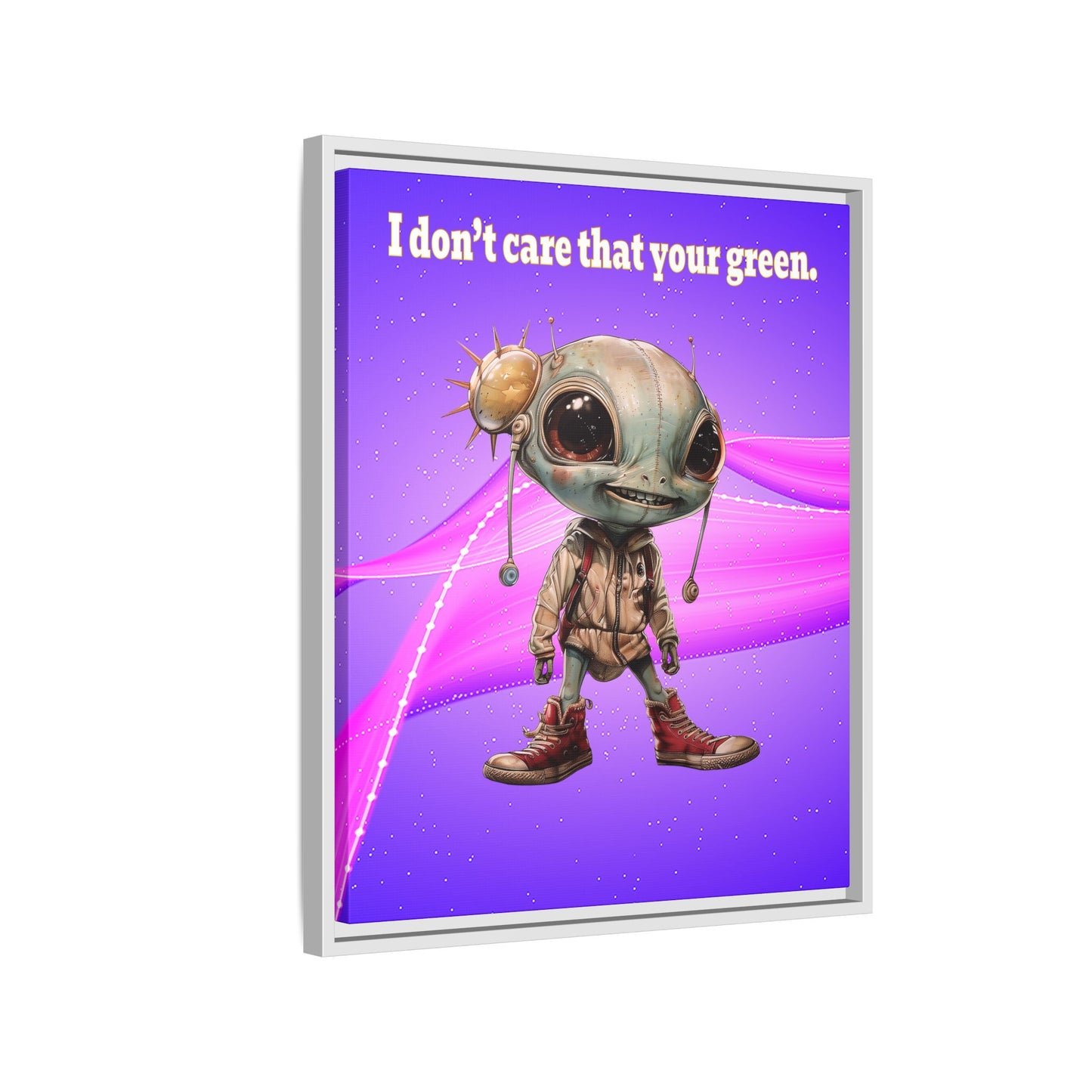 I don't care that your green - framed canvas art (purple-pink wave)