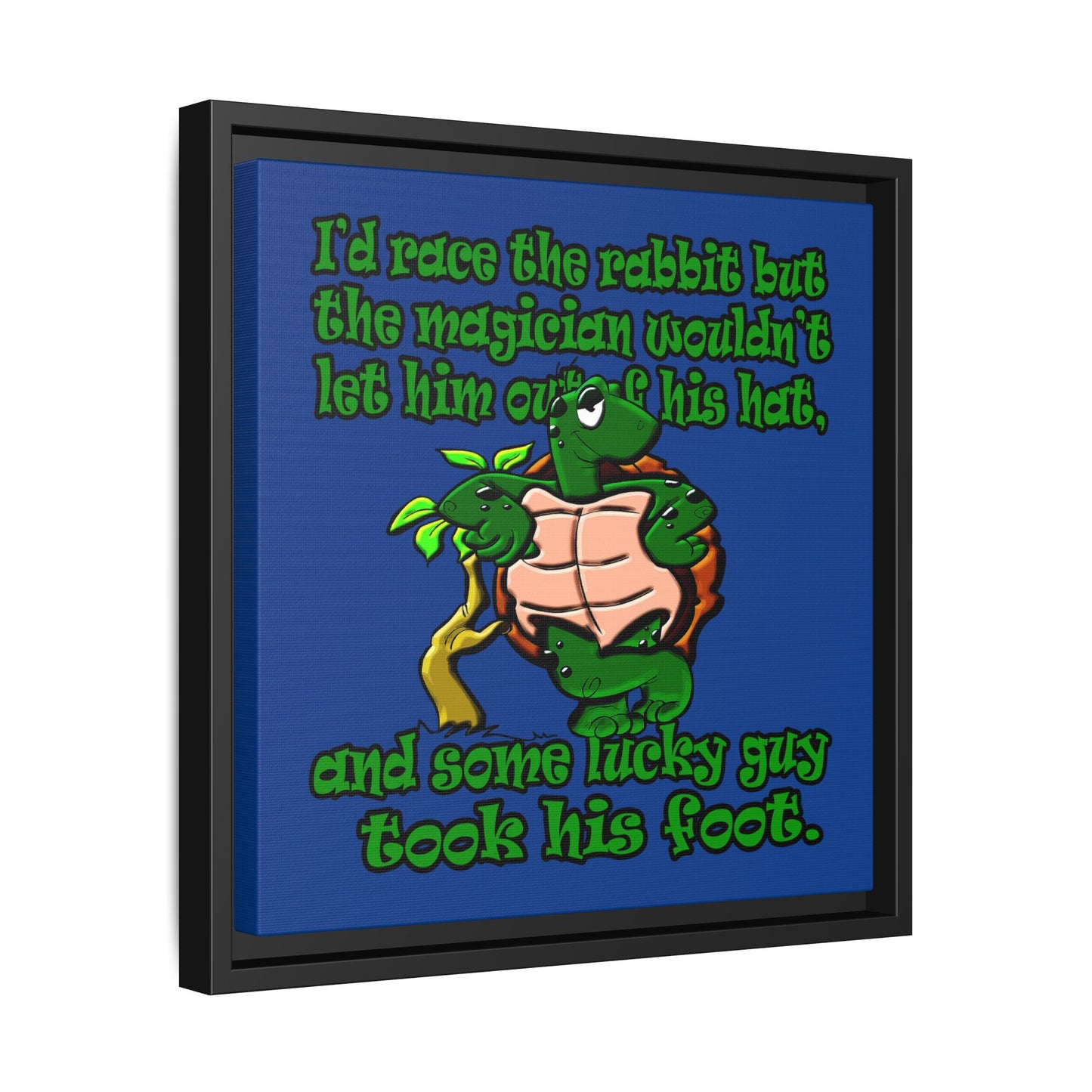 turtle race - framed canvas art (dark blue)