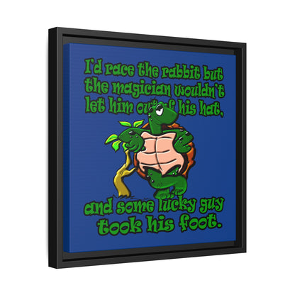 turtle race - framed canvas art (dark blue)