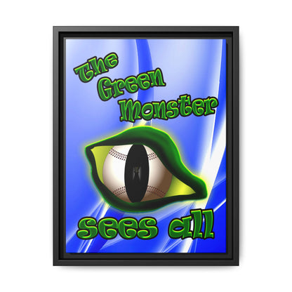 green monster - framed canvas art (blue-white wave)