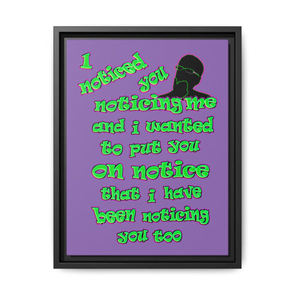 noticed you noticing - framed canvas art (light purple)