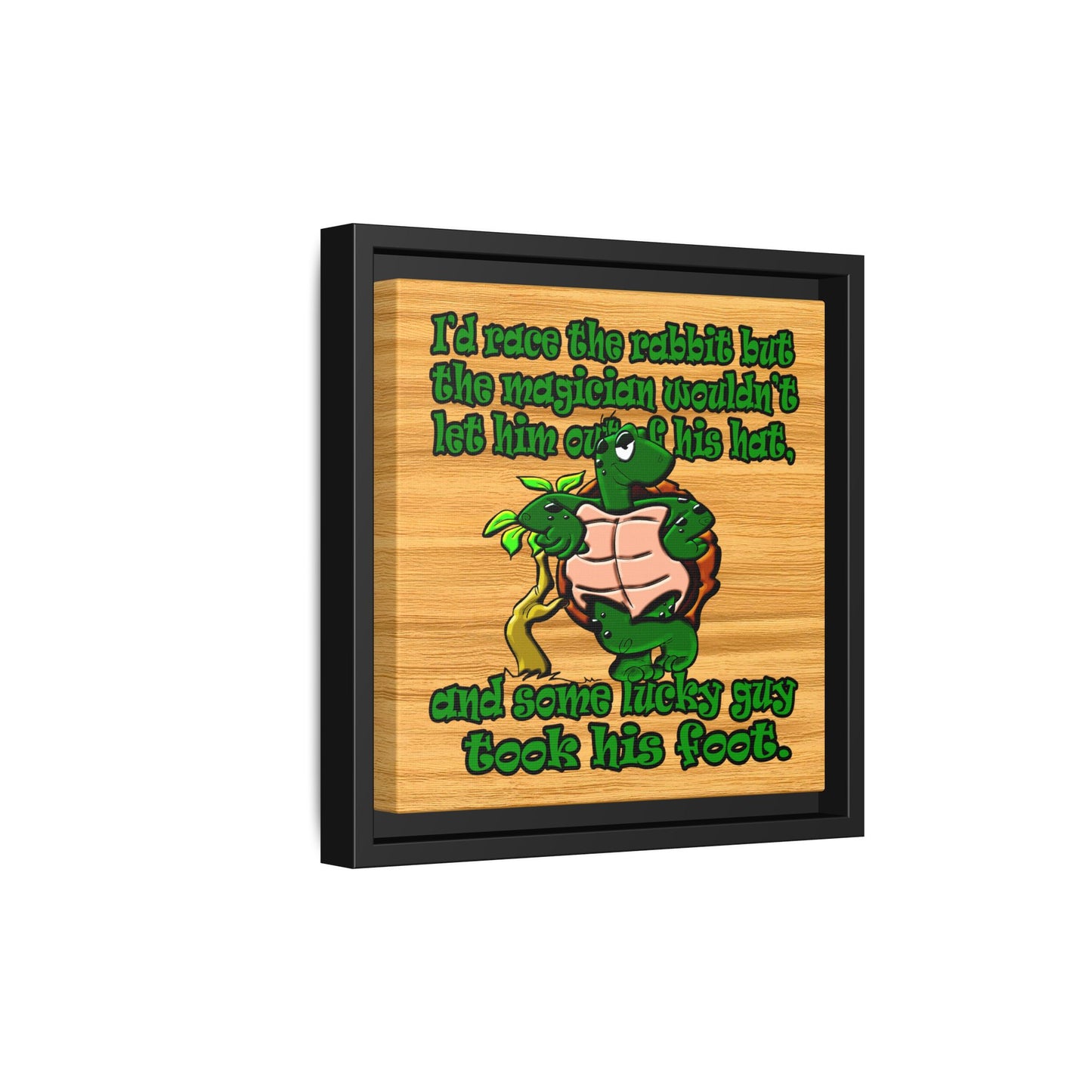 turtle race - framed canvas art (butterscotch wood finish)