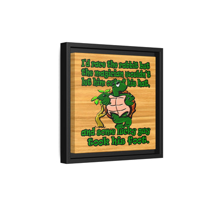 turtle race - framed canvas art (butterscotch wood finish)