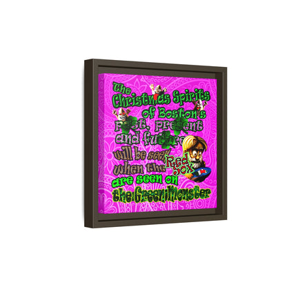christmas spirits of boston - framed canvas art (pink swirl)