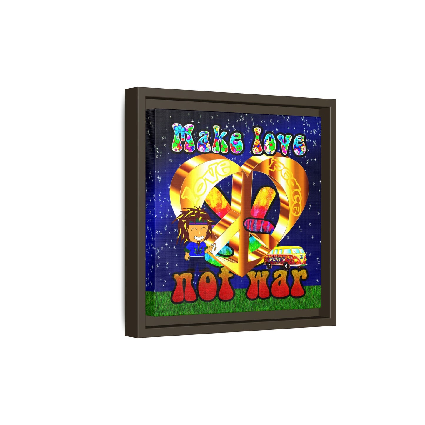 love peace - framed canvas art ('snoops' background)