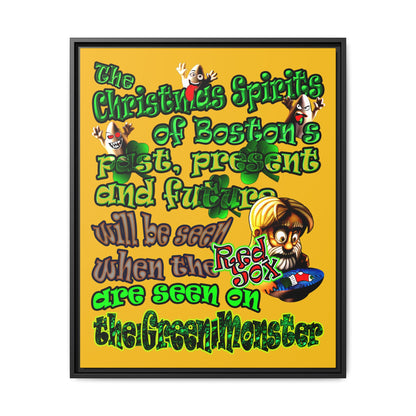 christmas spirits of boston - framed canvas art (yellow)
