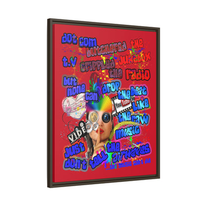 drop the beat - framed canvas art (dark red)