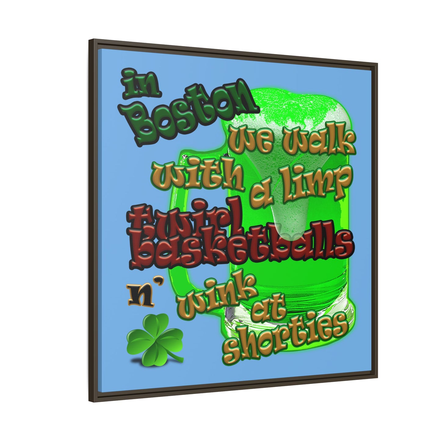 celtics logo - framed canvas art (light blue)