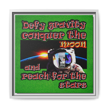 defy conquer reach - framed canvas art (green turf)