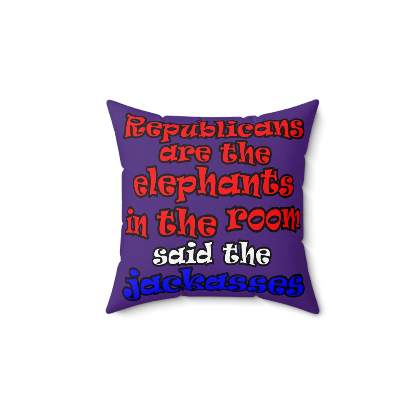 donkeys and elephants - Spun Polyester Square Pillow - (purple)