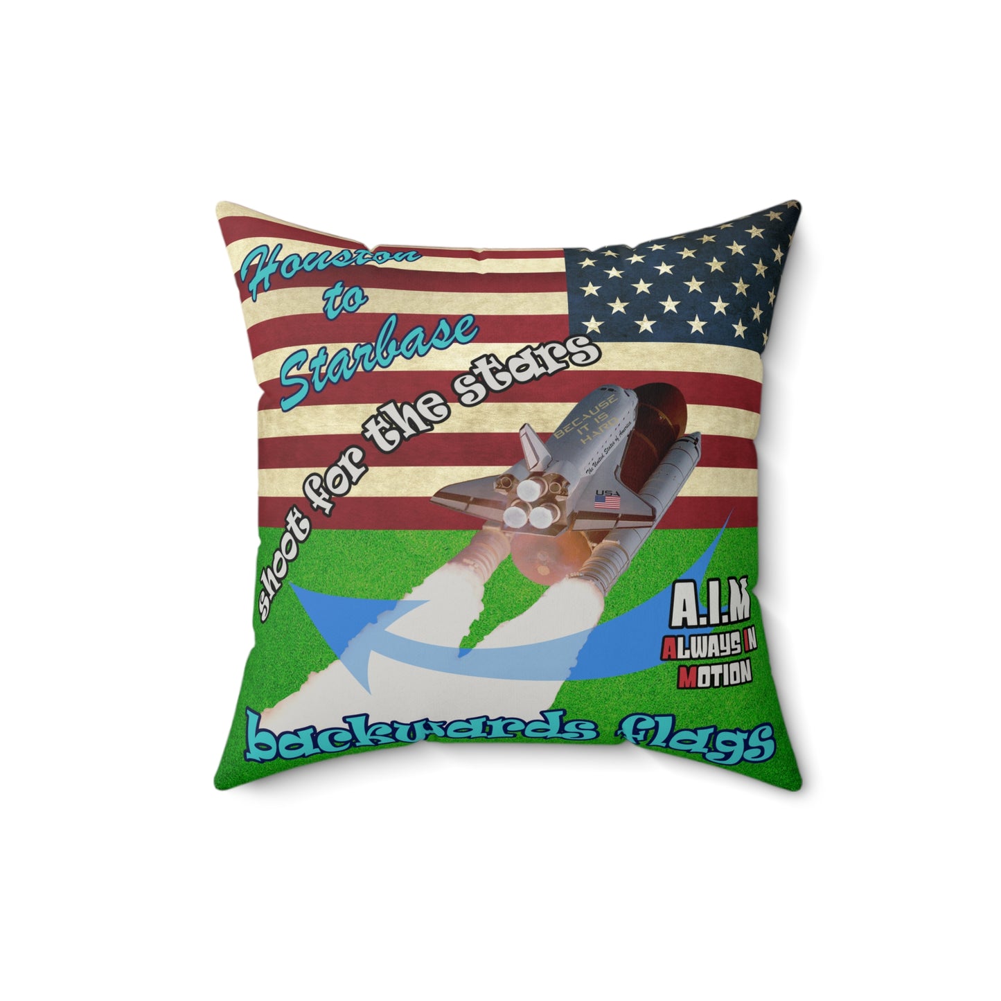 shoot for the stars - Faux Suede Square Pillow - (green turf)