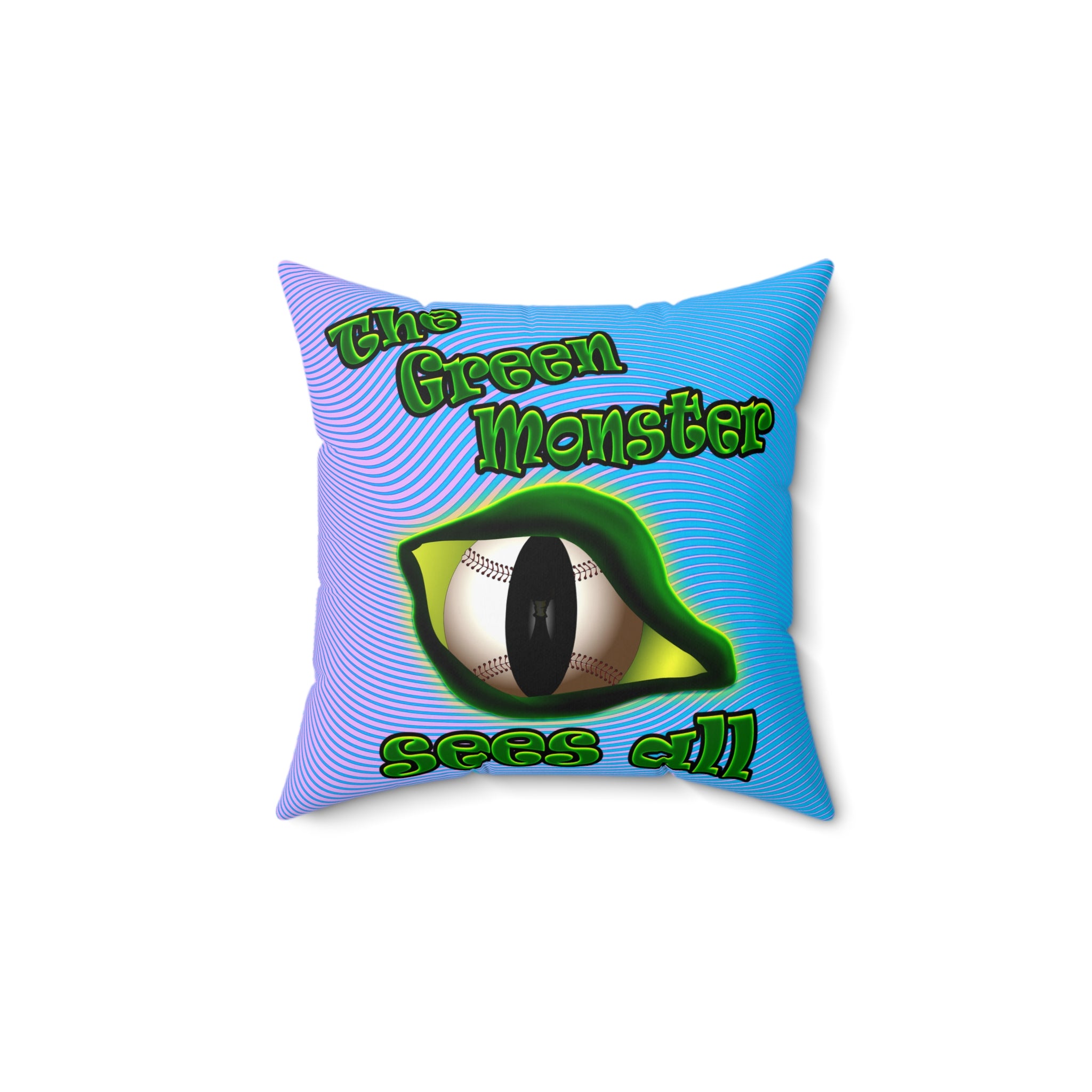 green monster - Spun Polyester Square Pillow - (light blue-purple wave)