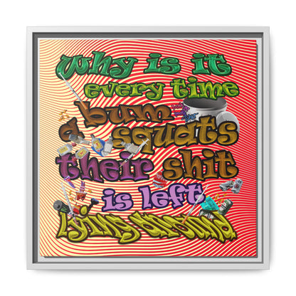 the bum's shit - framed canvas art (yellow-orange wave)
