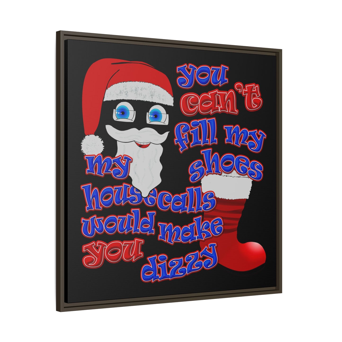 santa's shoes - framed canvas art (black)