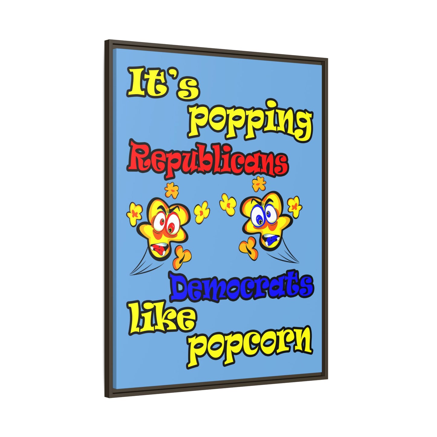 popping like popcorn - framed canvas art (light blue)