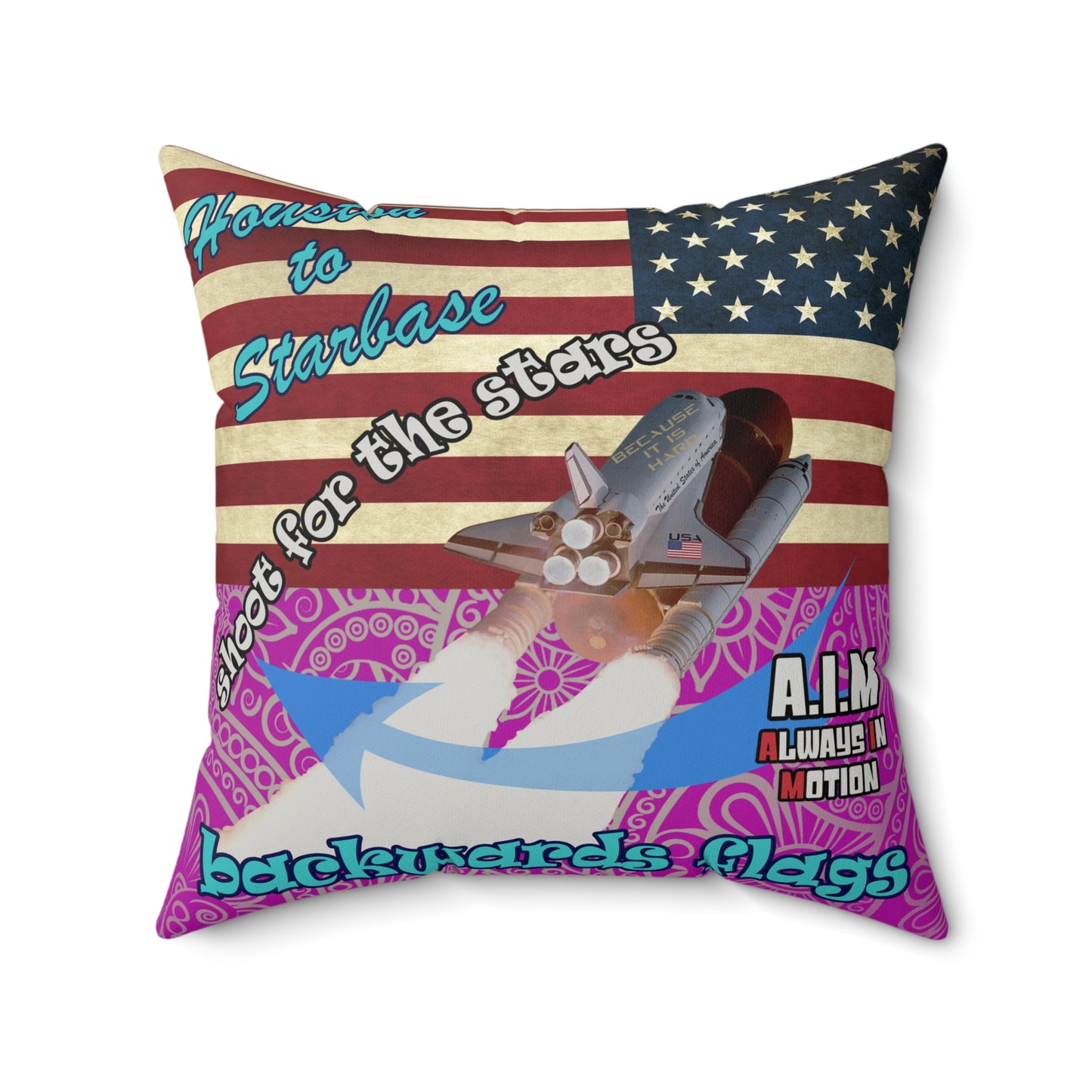 shoot for the stars - Faux Suede Square Pillow - (pink swirl)