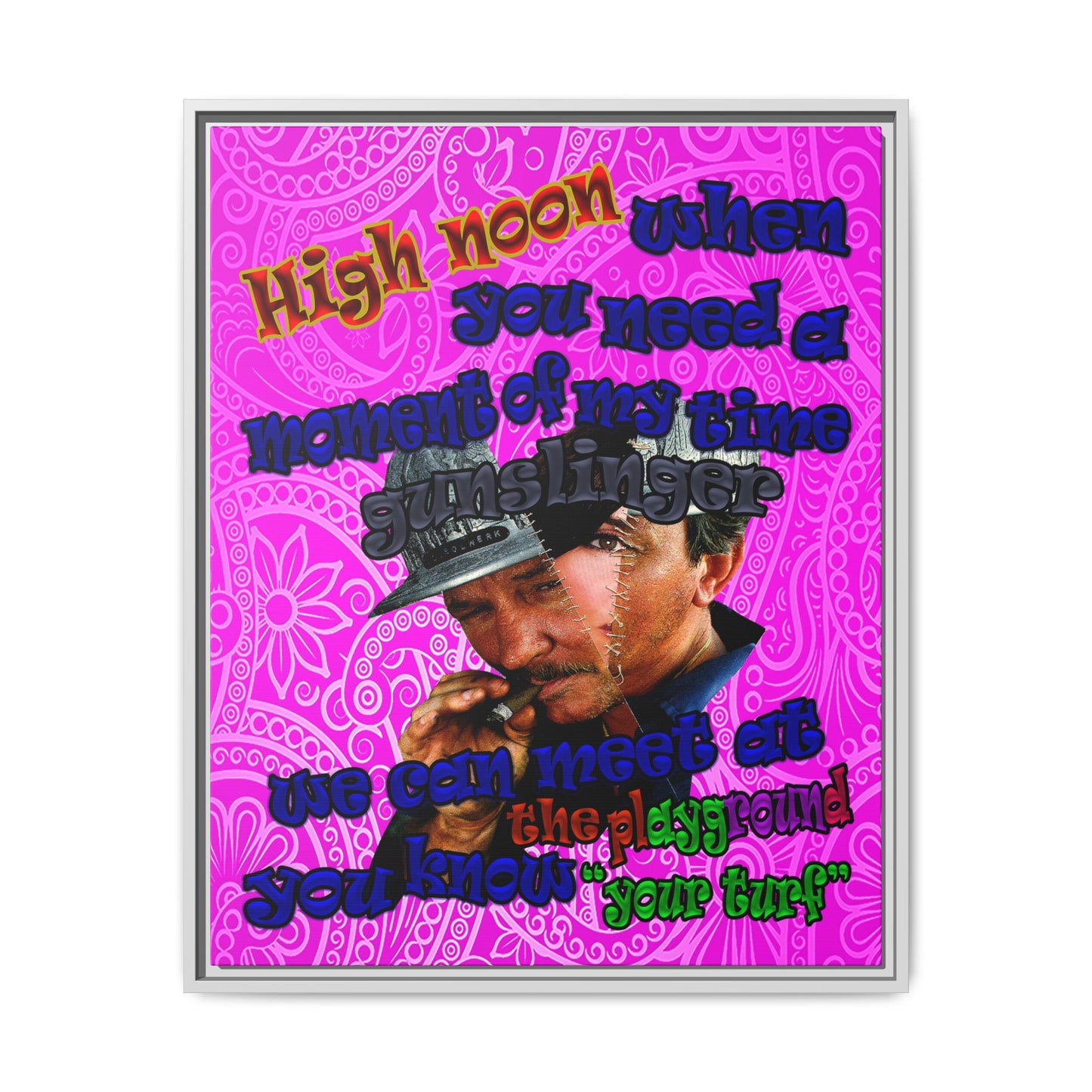 high noon - framed canvas art (pink swirl)