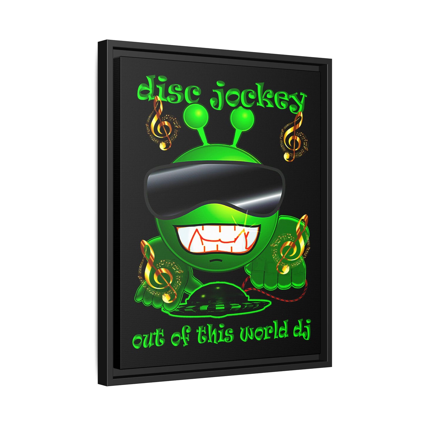 disc jockey - framed canvas art (black)