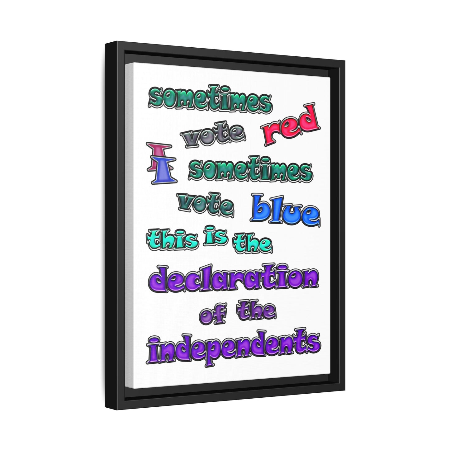 declaration of the independents - framed canvas art (white)