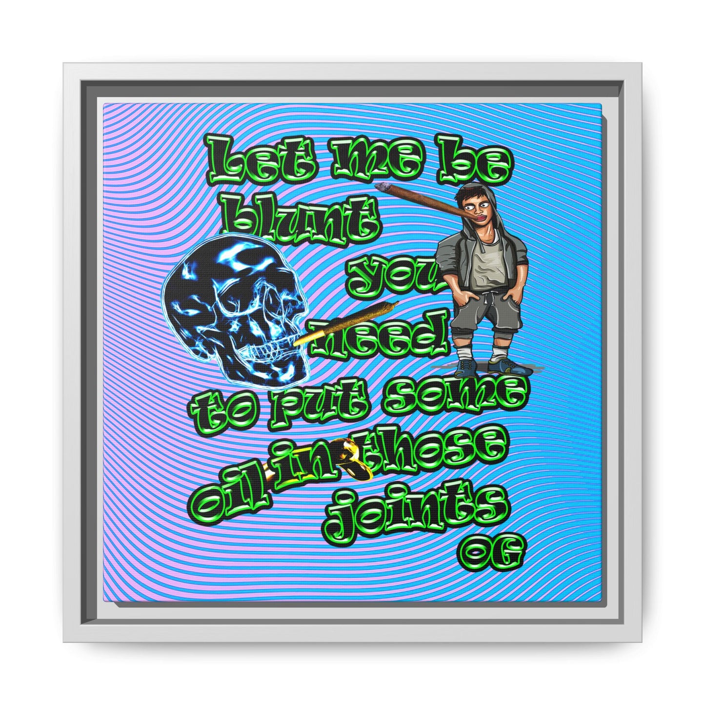 og - framed canvas art (light blue-purple wave)