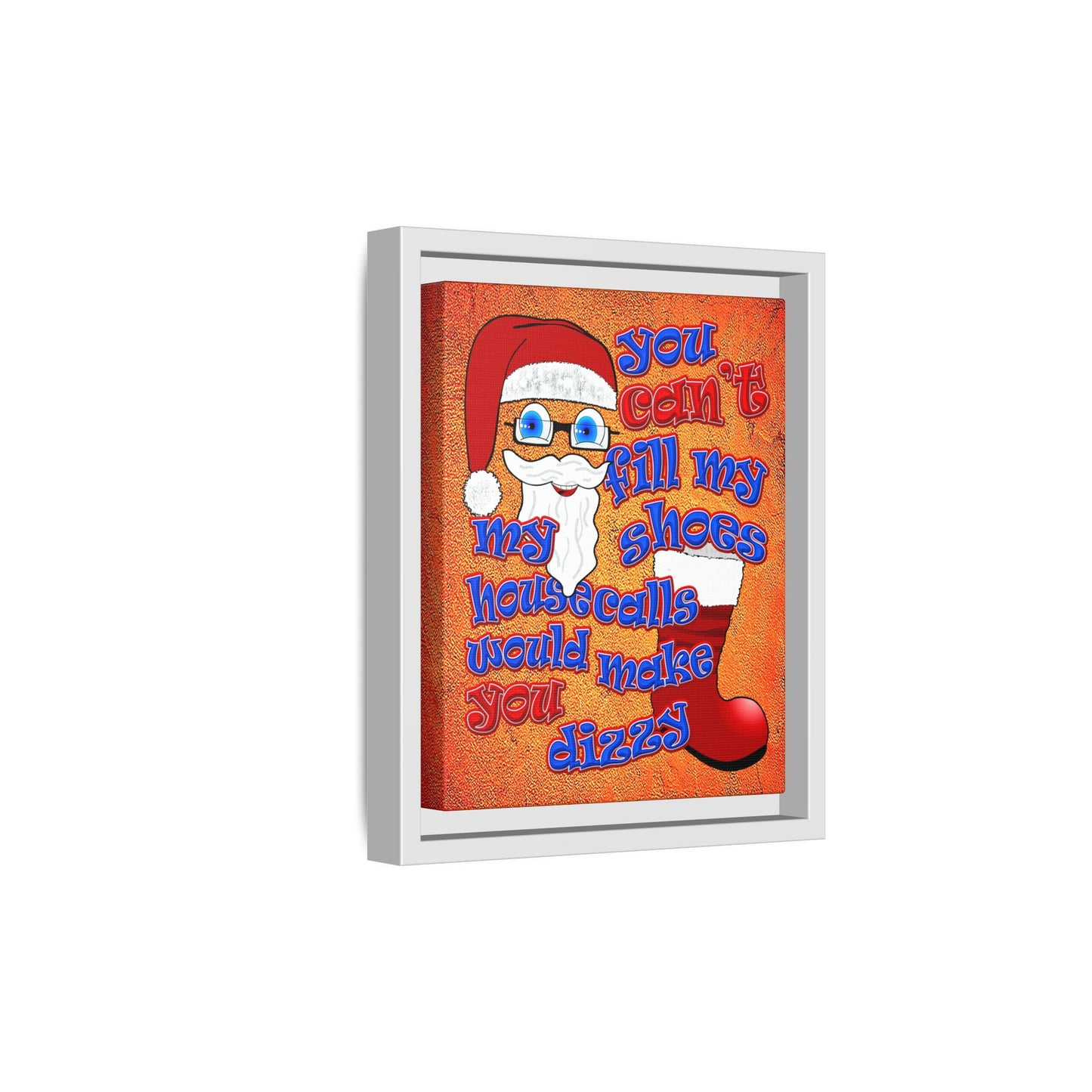 santa's shoes - framed canvas art (burnt orange)