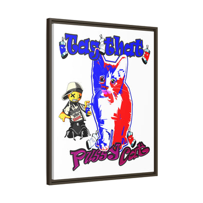 tag that - framed canvas art (white)