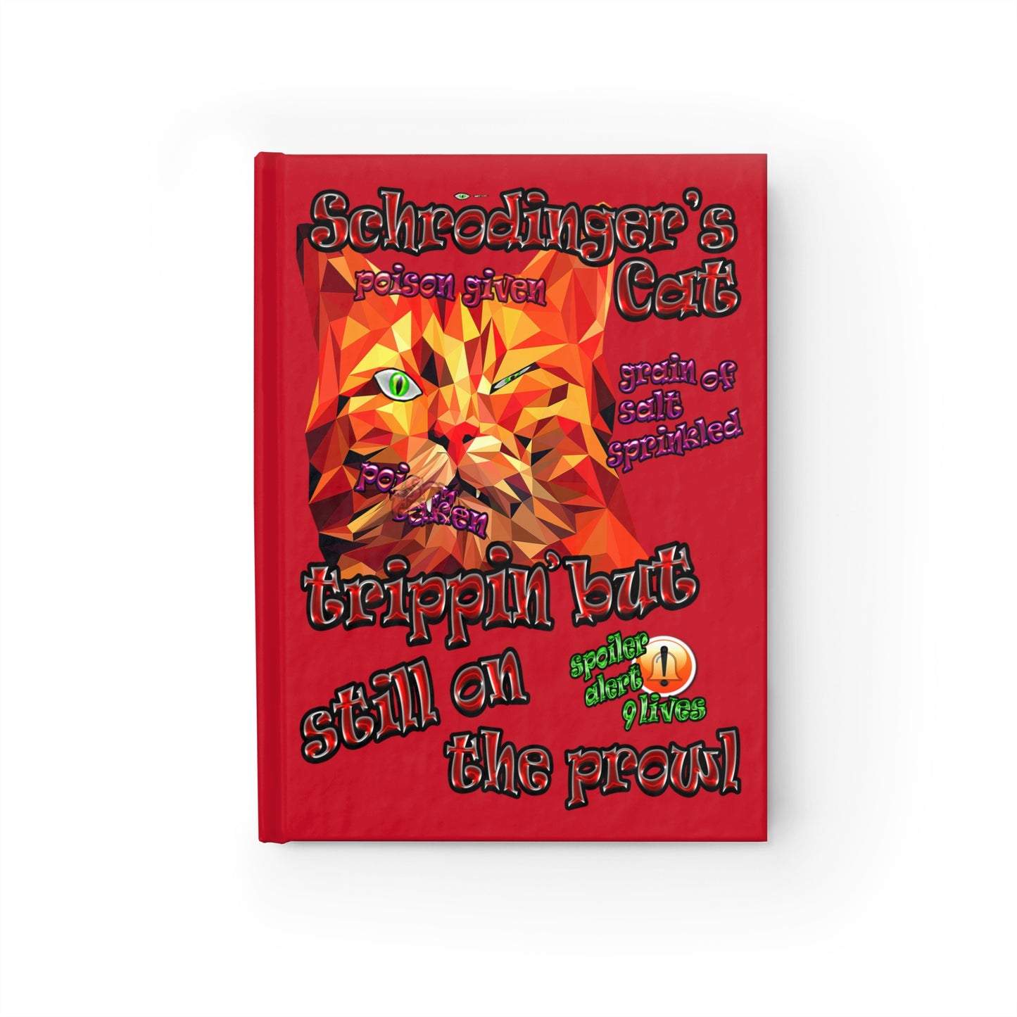 schrodinger's cat - journal-lined (dark red)