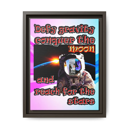 defy conquer reach - framed canvas art (light blue-pink wave)
