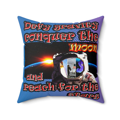defy conquer reach - Faux Suede Square Pillow - (light blue-purple wave)