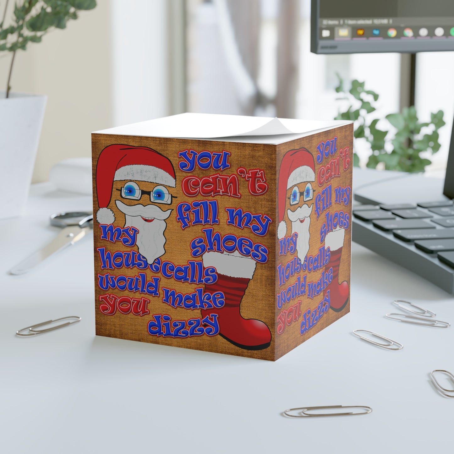 santa's shoes - note cube (brown papyrus)