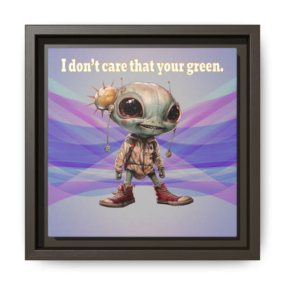 I don't care that your green - framed canvas art (light blue-pink wave)