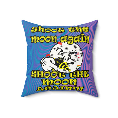 shoot the moon again - Faux Suede Square Pillow - (light blue-purple wave)