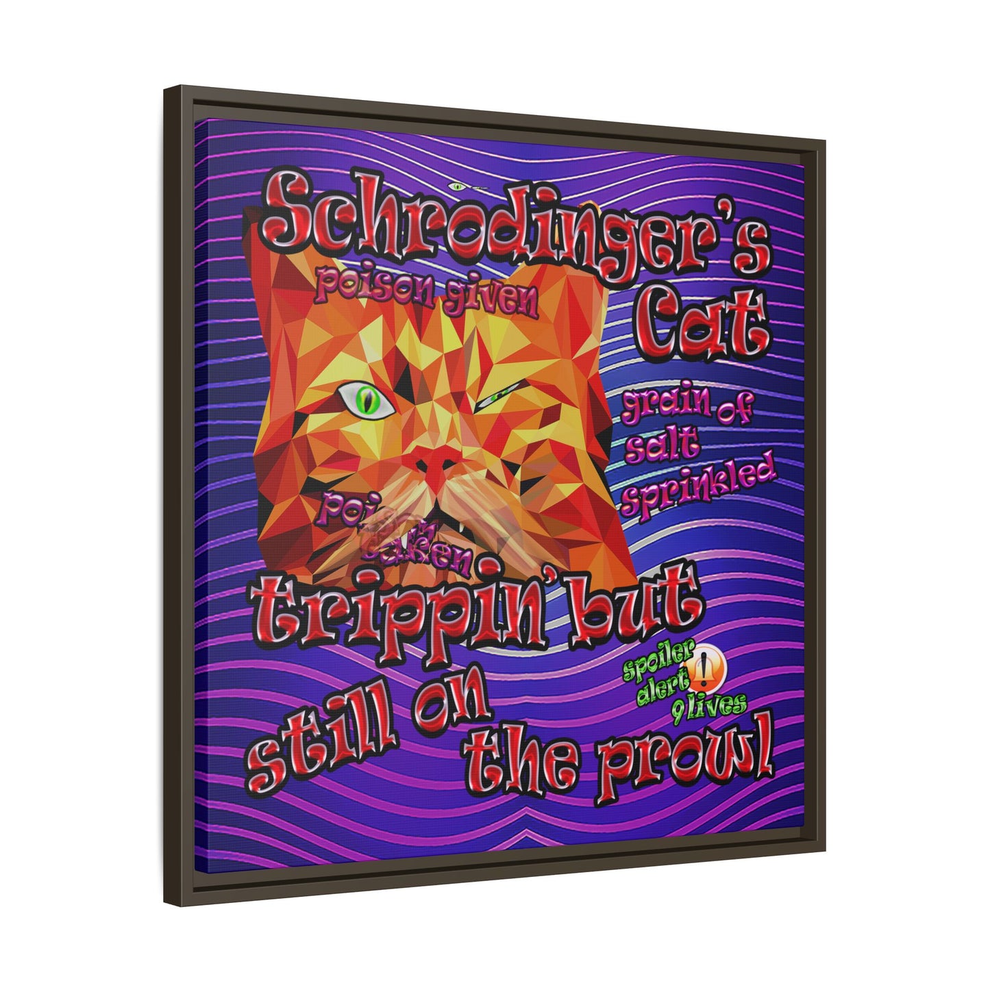 schrodinger's cat - framed canvas art (purple wave)
