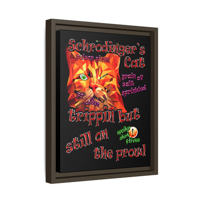 schrodinger's cat - framed canvas art (black)