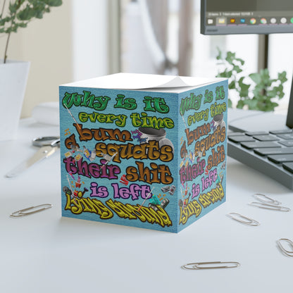 the bum's shit - note cube (faded blue)