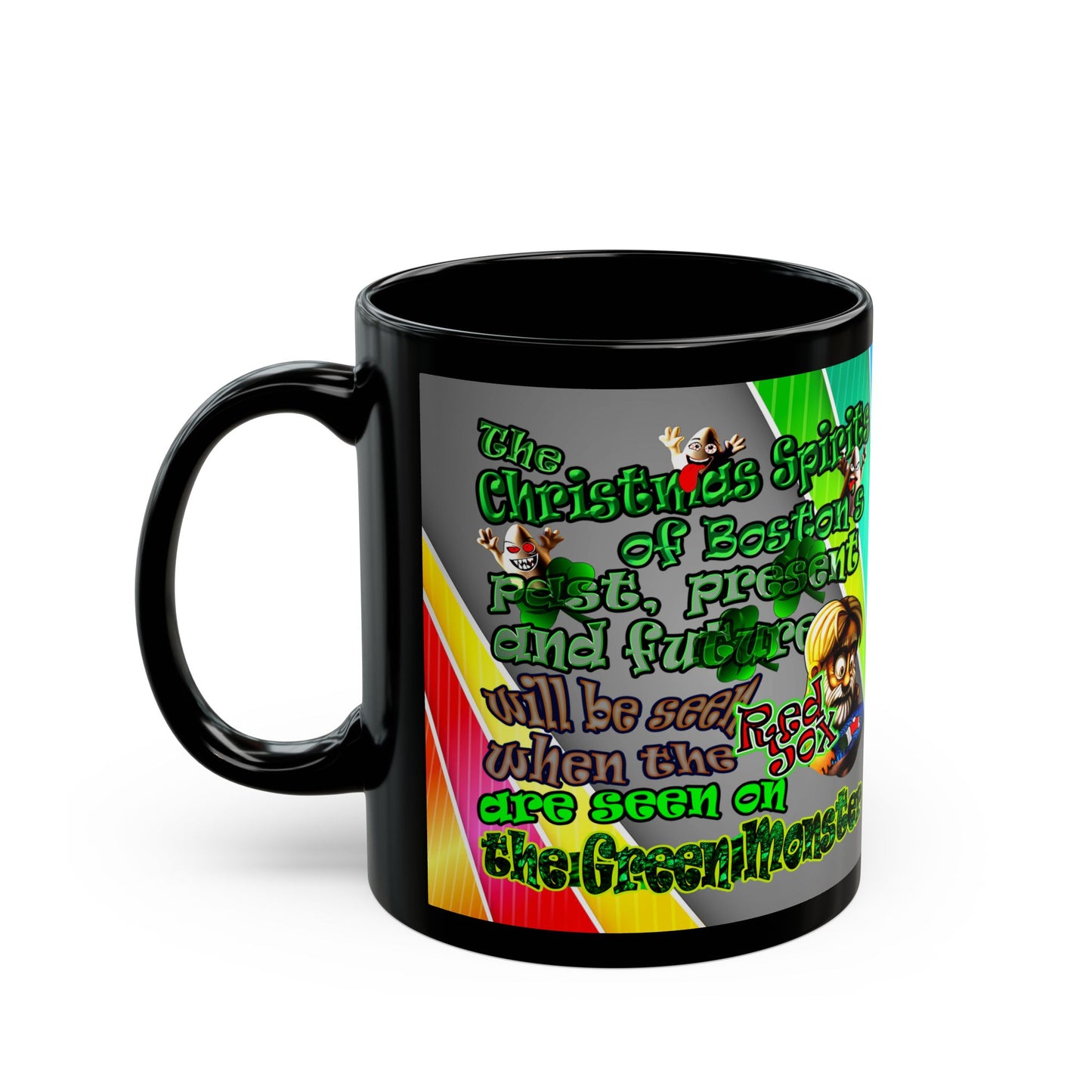 christmas spirits of boston - Black Mug (rainbow split)
