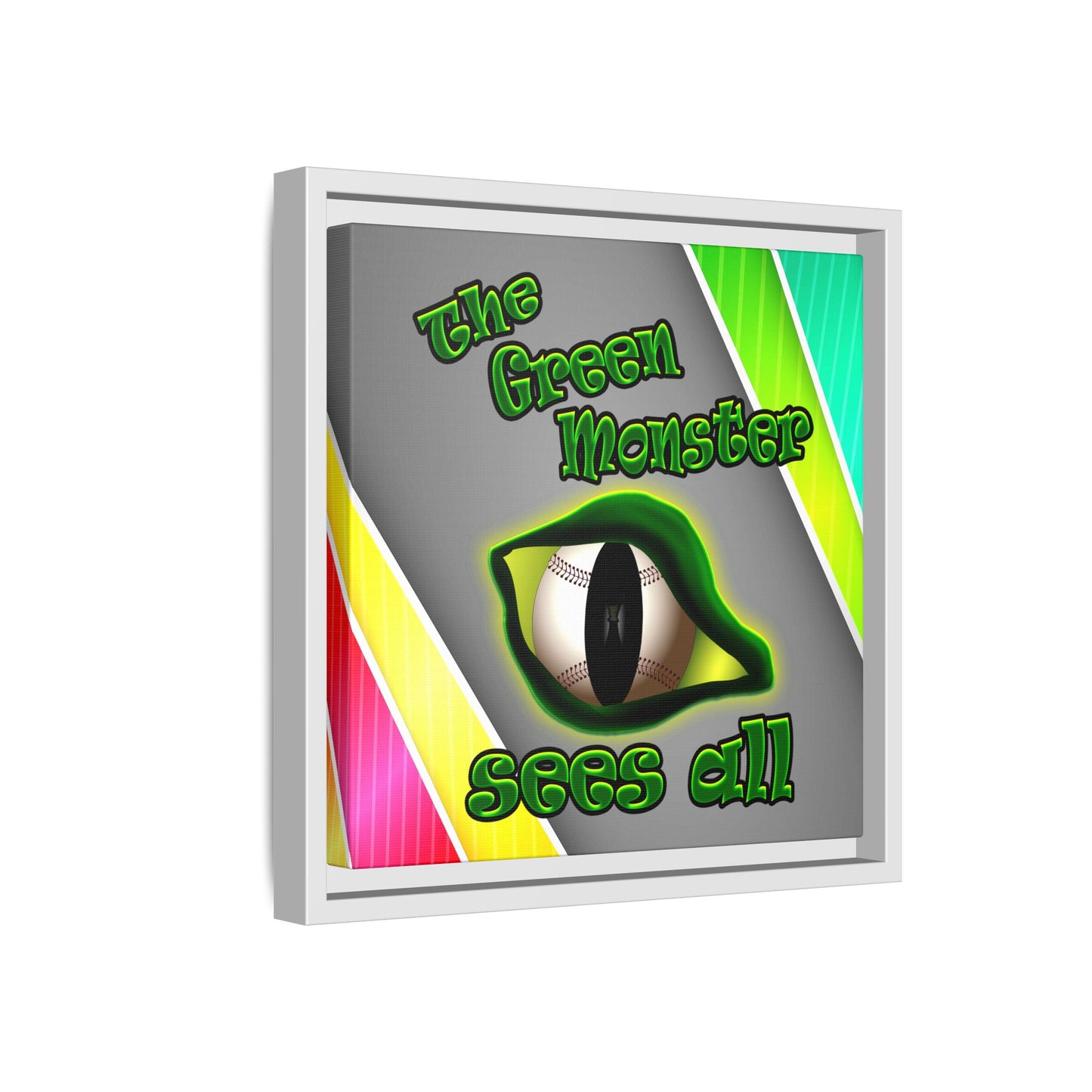 green monster - framed canvas art (rainbow split)