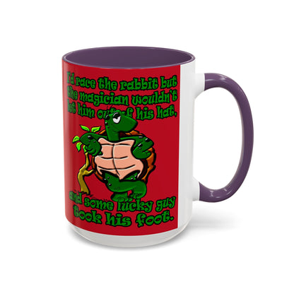 turtle race - Accent Mug (dark red)