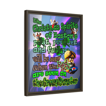 christmas spirits of boston - framed canvas art (grey-pink wave)