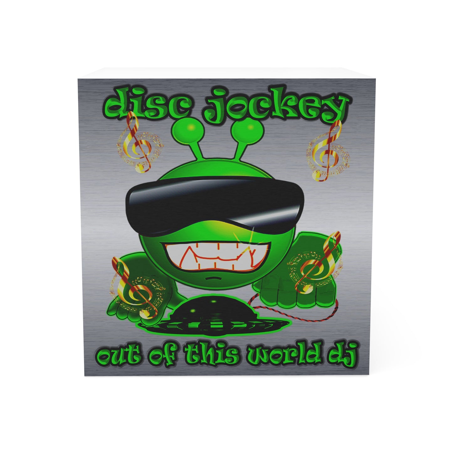 disc jockey - note cube (brushed nickel)