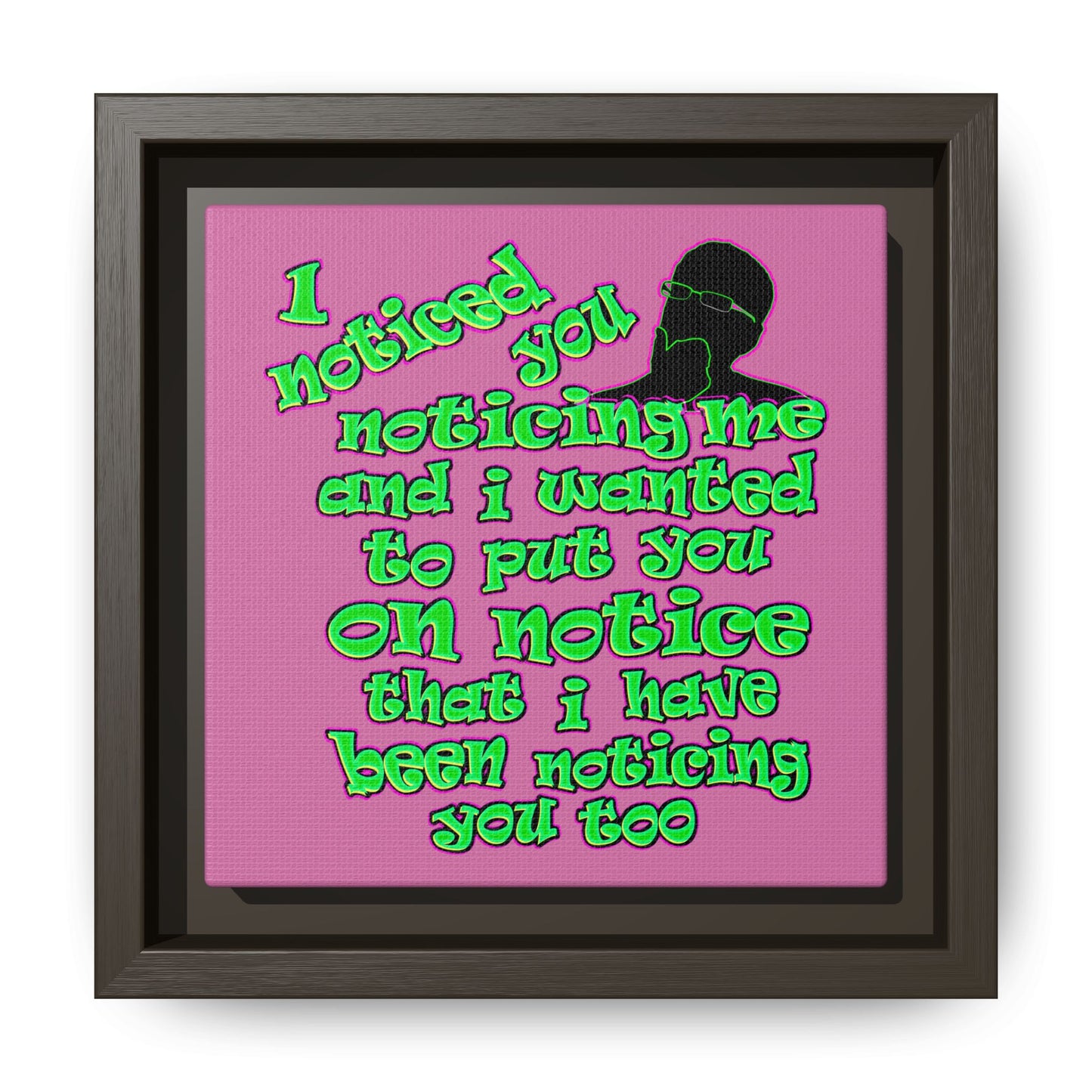 noticed you noticing - framed canvas art (light pink)