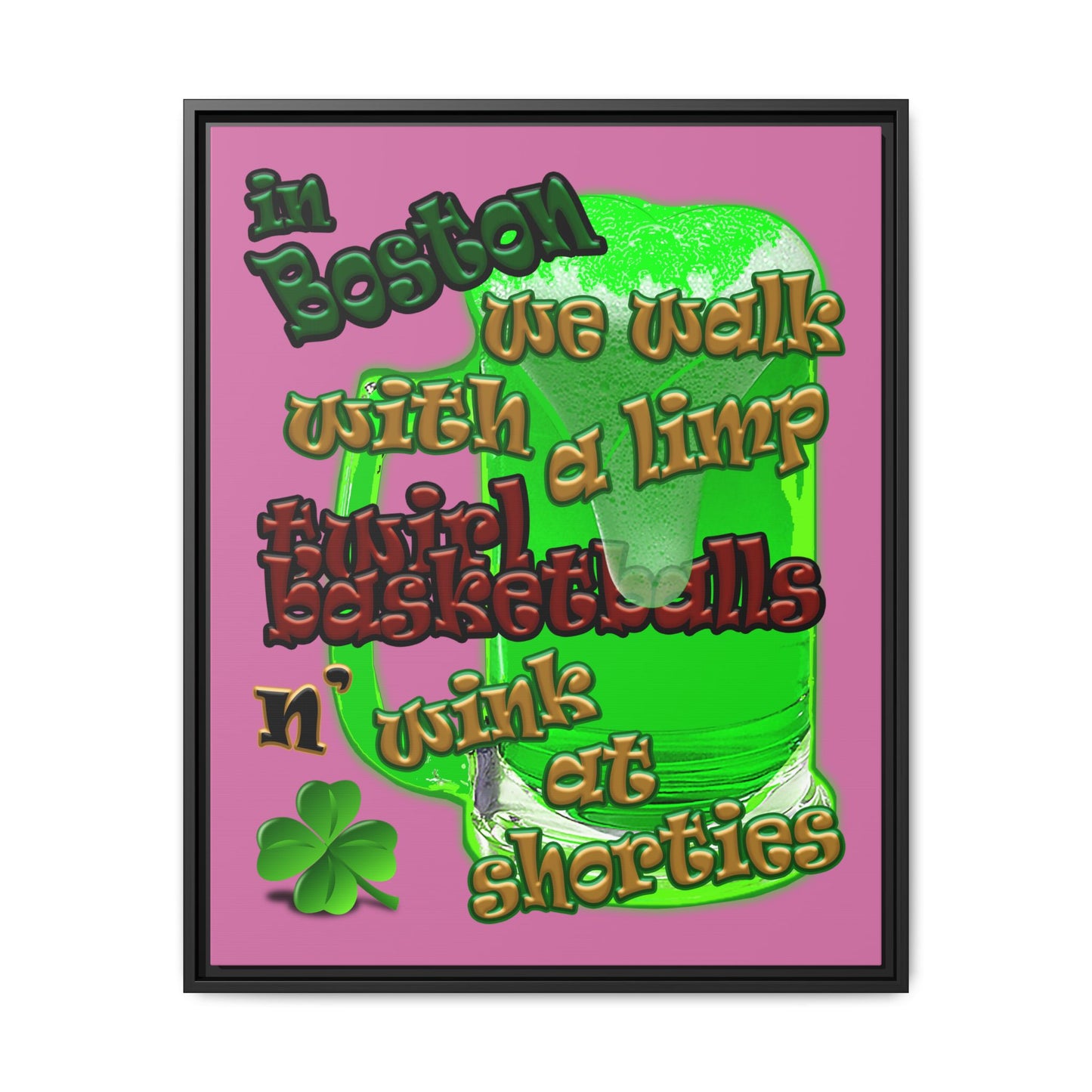 celtics logo - framed canvas art (light pink)