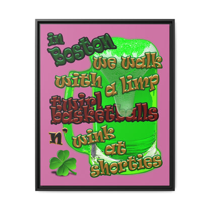 celtics logo - framed canvas art (light pink)