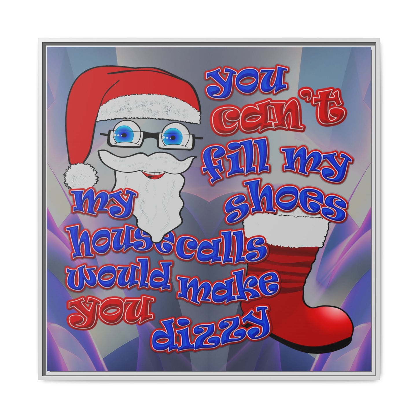 santa's shoes - framed canvas art (grey-pink wave)