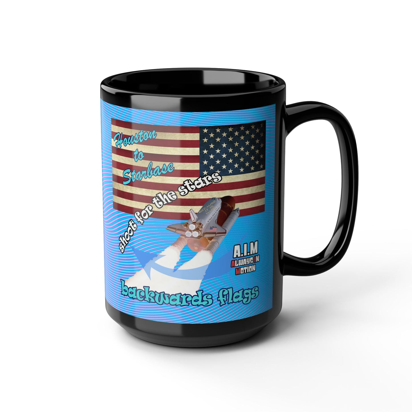 shoot for the stars - Black Mug (light blue-purple wave)