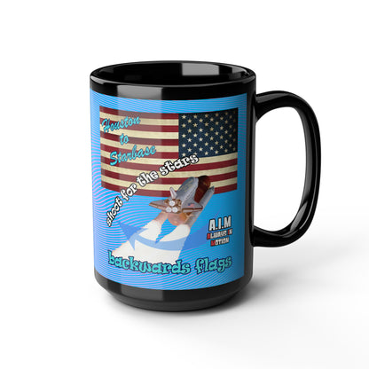 shoot for the stars - Black Mug (light blue-purple wave)