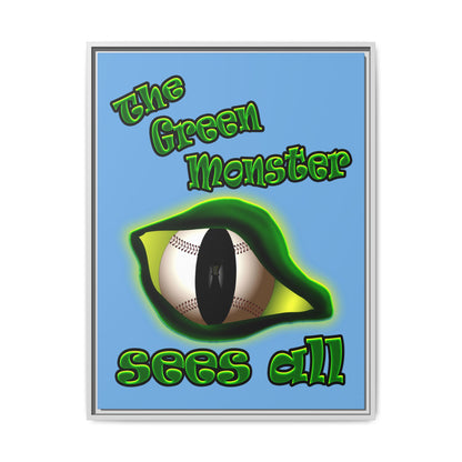green monster - framed canvas art (light blue)
