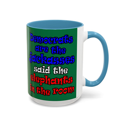 donkeys and elephants - Accent Mug (dark green)