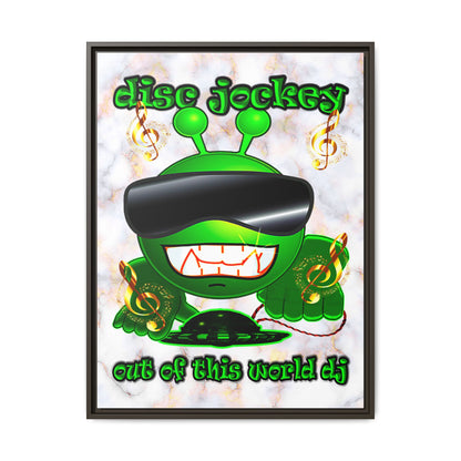 disc jockey - framed canvas art (white marble)