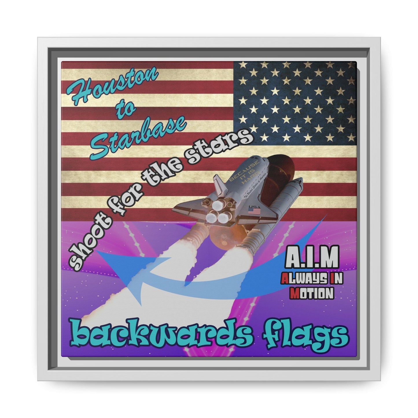 shoot for the stars - framed canvas art (purple-pink wave)